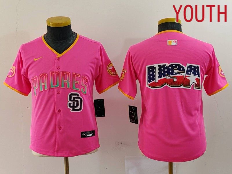 Youth San Diego Padres Blank Pink Joint Name 2024 Nike MLB Jersey style 5